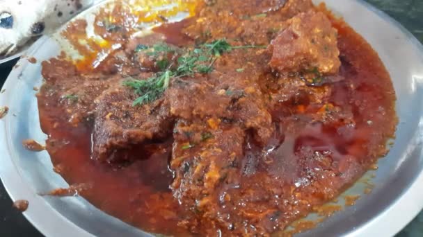 Bhuna Gosht Hammelfleisch Masala Indian Lamb Curry Ist Ein Authentisches — Stockvideo