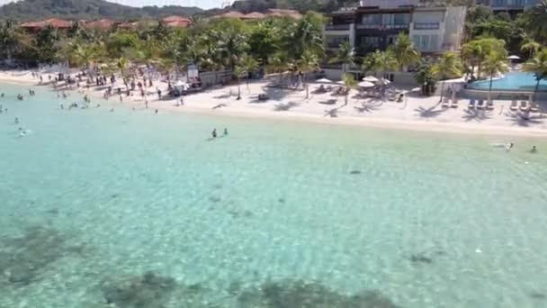 Nagranie Dronów Pięknej Wyspy Roatan Honduras Linia Brzegowa — Wideo stockowe