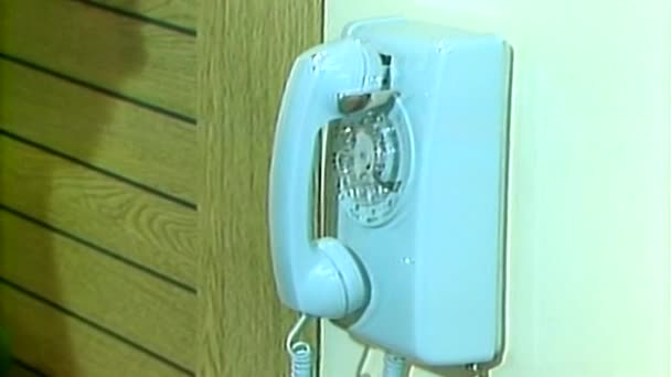 Woman Hands Picking Hanging Old Rotary Phone 1983 — Video