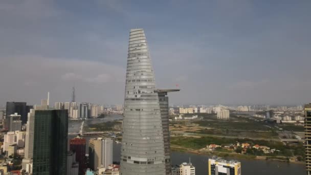 Aerial View Bitexco Financial Tower Skyscraper Landmark Chi Minh Vietnam — Stock Video