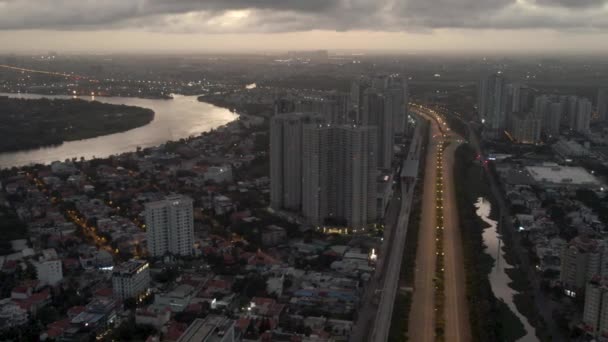 Lockdown Chi Minh City Vietnam Aerial View Empty Road Streets — Vídeo de Stock