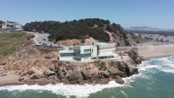 Primer Plano Panorámica Aérea Casa Cliff Land End San Francisco — Vídeos de Stock