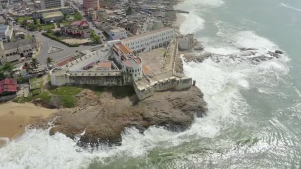 Breathtaking Aerial View Cape Coast Castle_5 — Vídeos de Stock