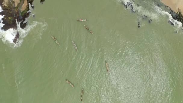 Beautiful Shot Canoes Boats Fishermen — Wideo stockowe