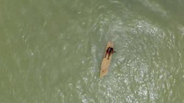 Aerial Shot Boat Canoe Fishing Sea Day_6 — Video Stock