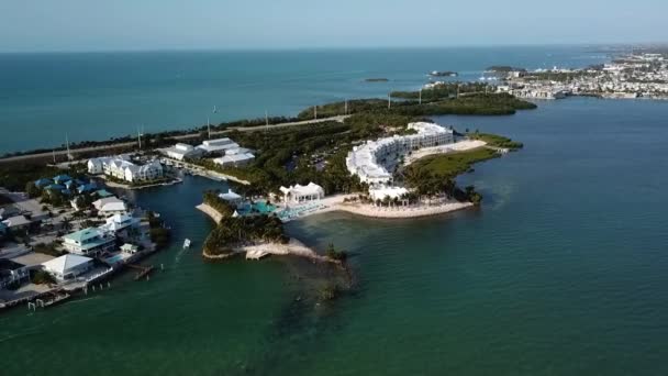 Aerial Drone Footage Marathon Florida Keys Beach Resorts Us1 Ocean — Vídeo de Stock