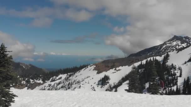 Olympic National Park Top Snowy Mountain Ariel Shot — ストック動画
