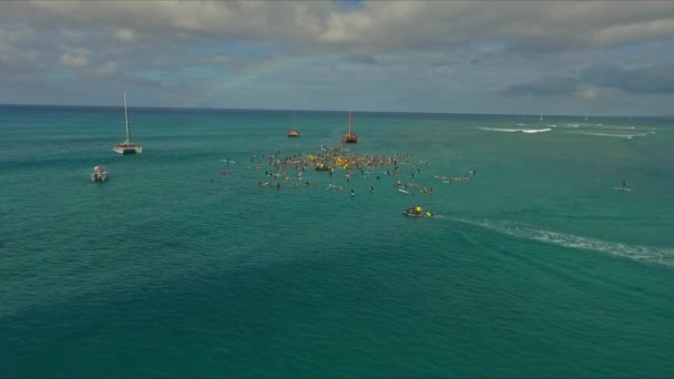 Surfing Community Paying Tribute Fallen Surfer Pacific Ocean — Stockvideo