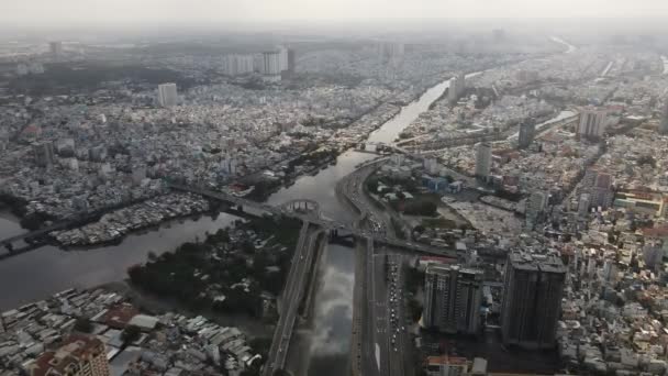 Chi Minh City Vietnam Aerial View Modern Metropolis Buildings Bridge — 图库视频影像