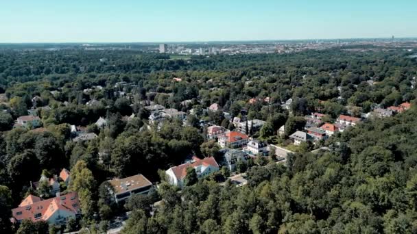 Drone Aerial View Suburbs Munich Luxury Upper Middle Class Housing — Stock Video