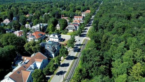 Drone Aerial View Suburbs Munich Luxury Upper Middle Class Housing — Vídeo de Stock