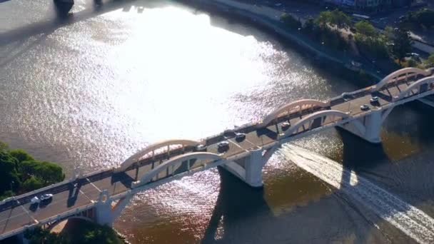 Ferry Boat Passes William Jolly Bridge Merivale Railway Bridge Southbank — Vídeo de Stock