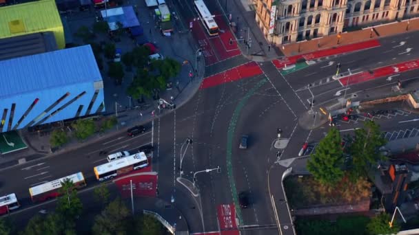 Public Transport Main Street Brisbane Queensland Australia Aerial Drone Shot — Stok video