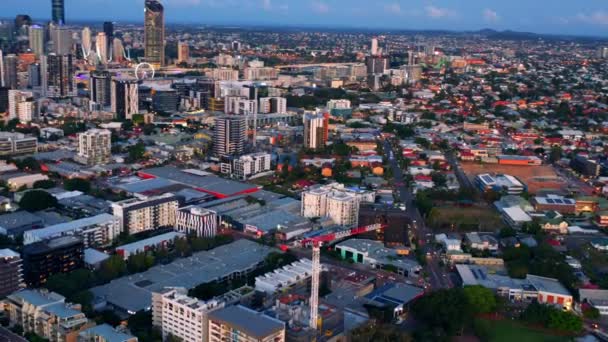 Panoramic View Riverside Suburb Toowong Sunset Brisbane Queensland Australia Aerial — Video Stock