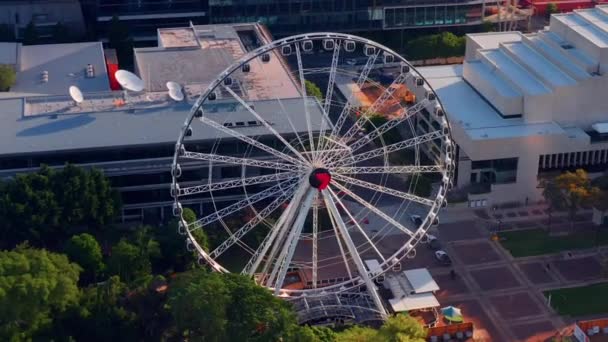 Brisbane Eye Ferris Wheel South Bank Parklands Sunset Qld Australia — Stock Video