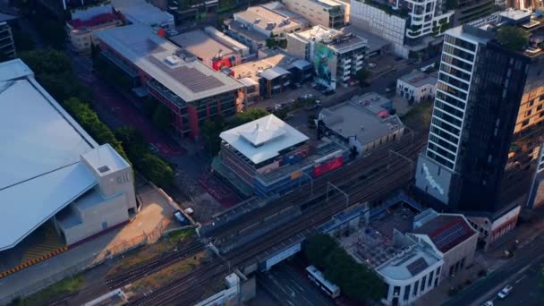Aerial View Streets Buildings South Bank Brisbane Australia Drone Shot — Video Stock
