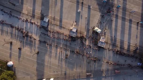 Aerial Top Showing Large Line Waiting Entering Event Entrance Buenos — Vídeos de Stock