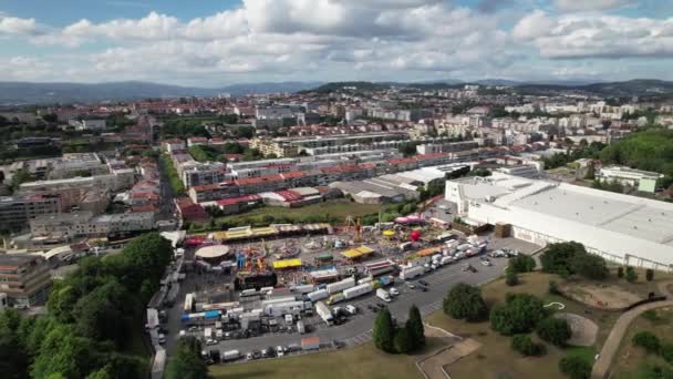 Aerial View Fairground City Amusement Park — Video