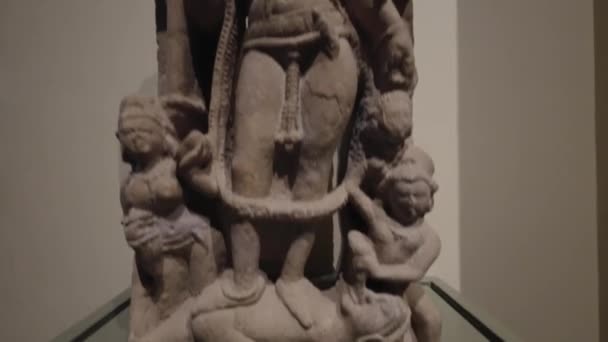 Индийская Историческая Статуя Каменном Боге Musiam Chtrpati Shivaji Maharaj Vastu — стоковое видео