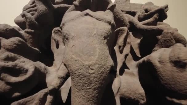 Indio Elefante Histórico Murti Tallado Estatua Negra Piedra Dios Musiam — Vídeos de Stock