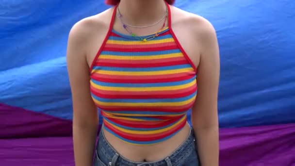 Sexy Girl Lgbt Colors Support Gay Community Pride Parade Mimics — Video