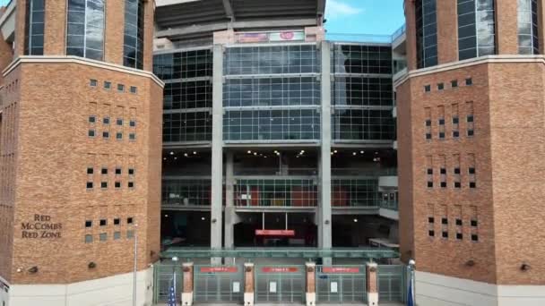 Austin Texas Longhorns Football Stadium Mccomb Red Zone Aerial Reveals — Vídeo de Stock