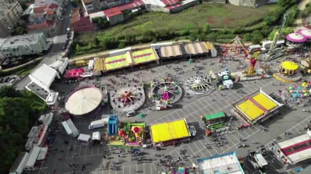 People Fairground City Top View — Vídeo de stock