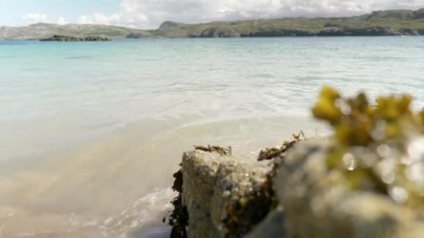 Ebb Flow Ocean Swell Steadily Crashes Crystal Clear Sea Water — Αρχείο Βίντεο