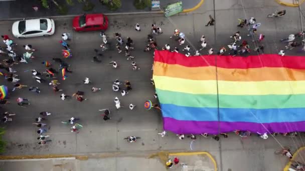 Flag Lgbt Community Makes Its Way City Announcing Rights Gays — Stock video