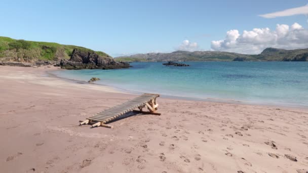 Crystal Clear Waves Gently Lap Shore Sandy Scottish Beach Handa — Stock video