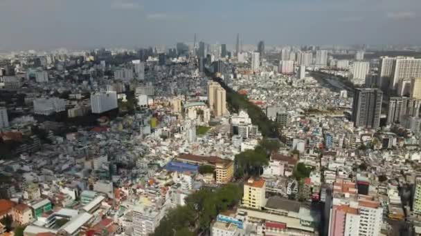 Aerial View Downtown Residential Neighborhood Chi Minh City Vietnam Sunny — Stockvideo