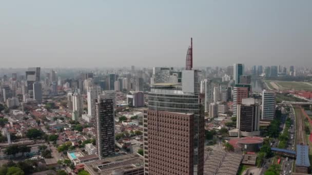 City Buildings Avenue Metropolis Traffic Paulo Aerial Drone Shot — Stockvideo