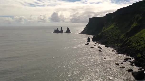 Ocean Shoreline Iceland Black Beach — Stockvideo