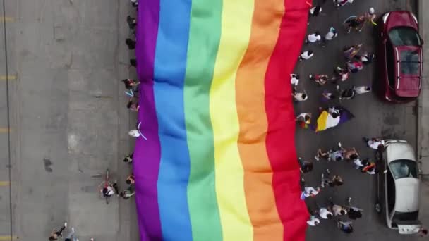 Tracking View Pride Parade Walking People Lgbt Community — Stock Video
