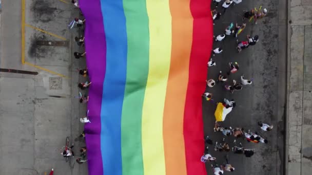 Fixed View Contingent Giant Flag Diversity Colors Lgbt Community — Video