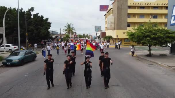 Flag Escort Lgbt Gay Community Flag Carried Pride Parade — Wideo stockowe