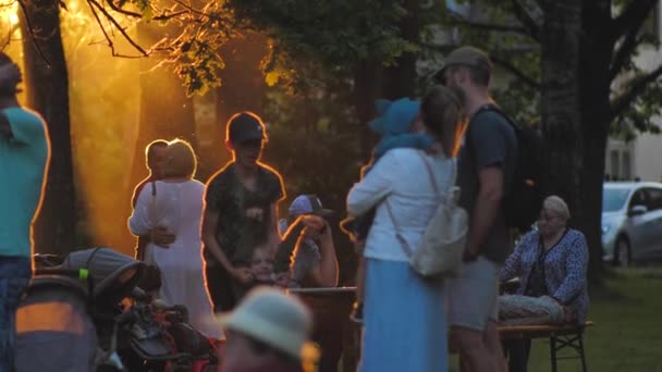 Midsummer Festival City Park People Rested Park Grass Evening Concert — Stock video