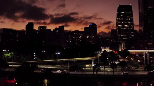 City Buildings Avenue Traffic Sunrise Paulo Aerial Drone Shot — Vídeos de Stock