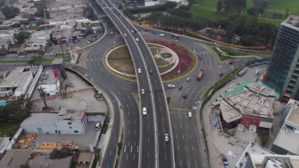 Drone Filmato Recente Costruzione Cavalcavia Lima Perù Sopra Una Rotonda — Video Stock