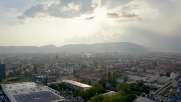 Вид Высоты Птичьего Полета Над Многофункциональным Залом Stadthalle Graz Районе — стоковое видео