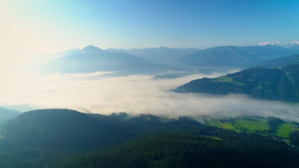 Misty Low Cloud Covering Austrian Province Tyrol Valley Northern Limestone — 图库视频影像