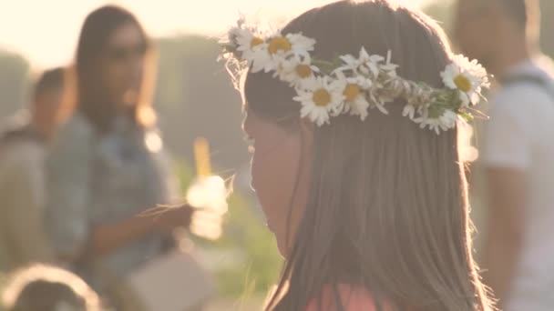 Midsummer Festival City Park People Rested Park Grass Evening Concert — Vídeo de Stock