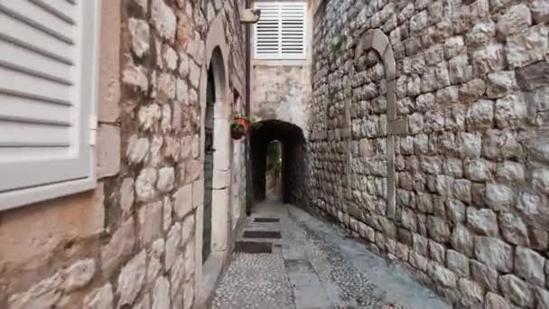 Walking Old Town Narrow Streets Ancient Town Dubrovnik Medieval Old — Video Stock