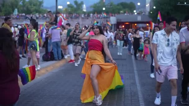 Beautiful Zoom Shot Girl Posing Front Camera Lgbt Pride Parade — Wideo stockowe