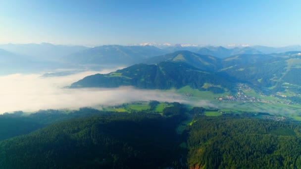 Misty Low Cloud Creeping Austrian Province Tyrol Lush Valley Northern — 图库视频影像