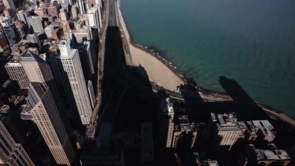 Tighter View Timelapse Building Shadows Moving Chicago Lakefront — Stock videók