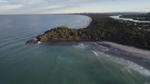 Tasman Sea Fingal Headland New South Wales Australien Drohnenschuss Aus — Stockvideo