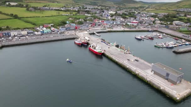 Dingle Harbour Town Background County Kerry Ireland Drone Aerial View — Video