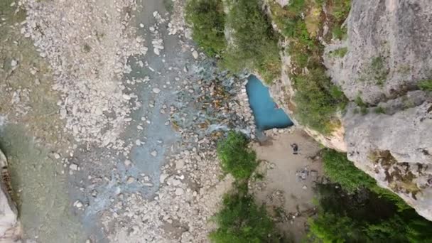 Thermal Water Springs Benja Drone Shot Birds Eye Vertigo Effect — Stock Video