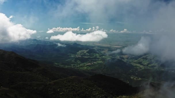 Fog Mountain Landscape Drone Shot Clouds — 图库视频影像